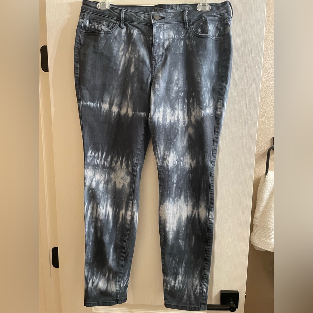 ANA a.n.a Tie-Dye Women's Legging Jeans Black Gray White Size 14 32